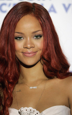 Rihanna White Dress Red Hair (2)
